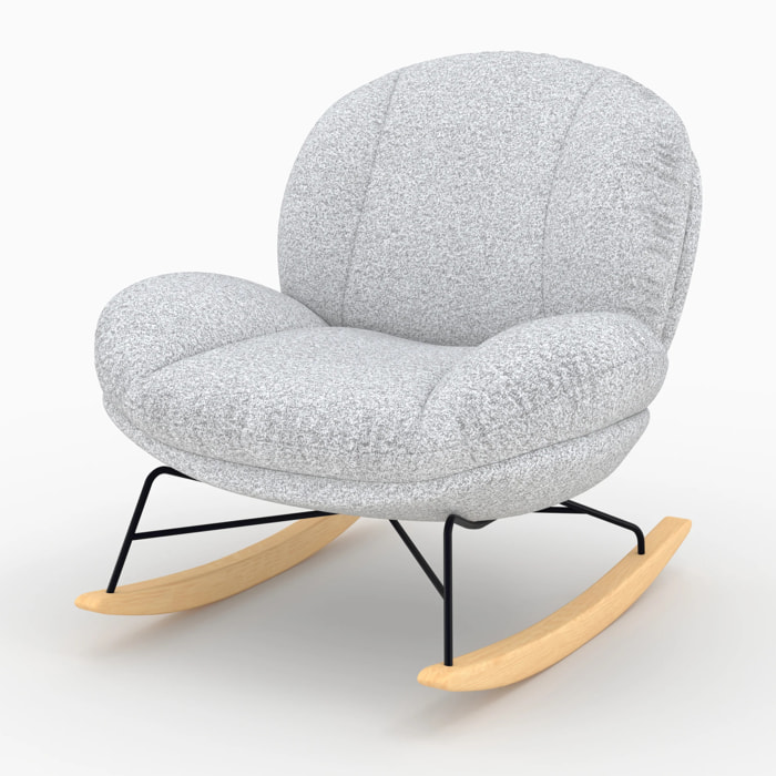 Rocking chair en tissu bouclette gris chiné - Lenny