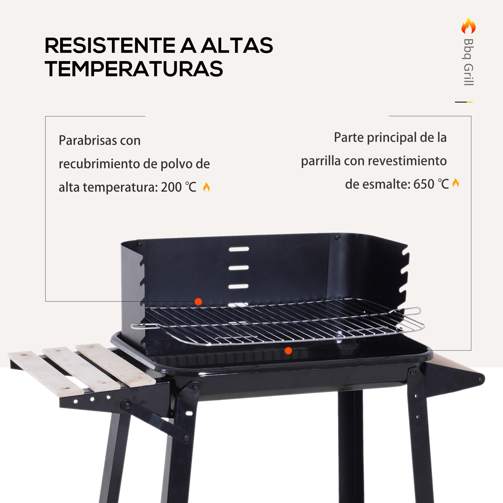 Barbacoa de Carbón Vegetal Parrillas Asador BBQ de Picnic Altura de Parrillas Ajustables con Estantes y Ruedas Fácil Mover para Jardín Exterior Acampada 83x46x87 cm