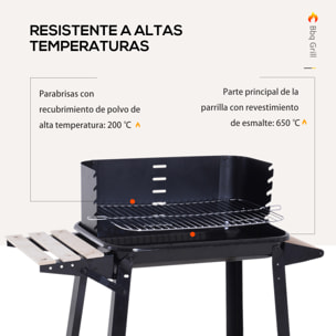 Barbacoa de Carbón Vegetal Parrillas Asador BBQ de Picnic Altura de Parrillas Ajustables con Estantes y Ruedas Fácil Mover para Jardín Exterior Acampada 83x46x87 cm