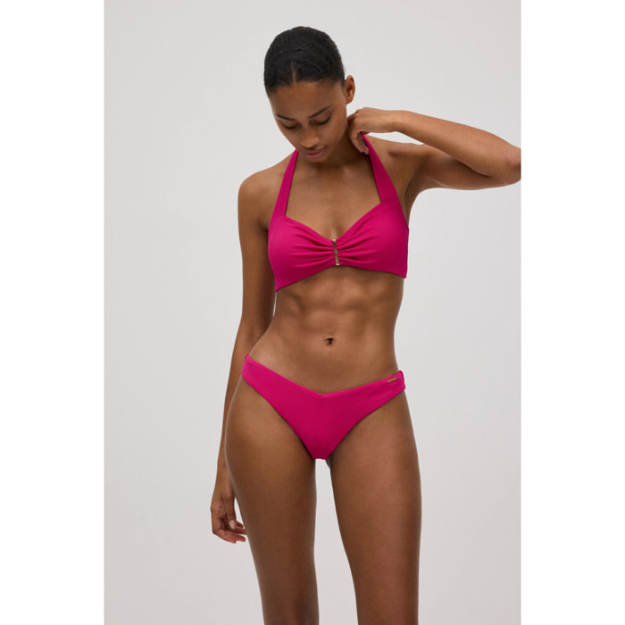 Slip bikini brasiliano in piqué fucsia