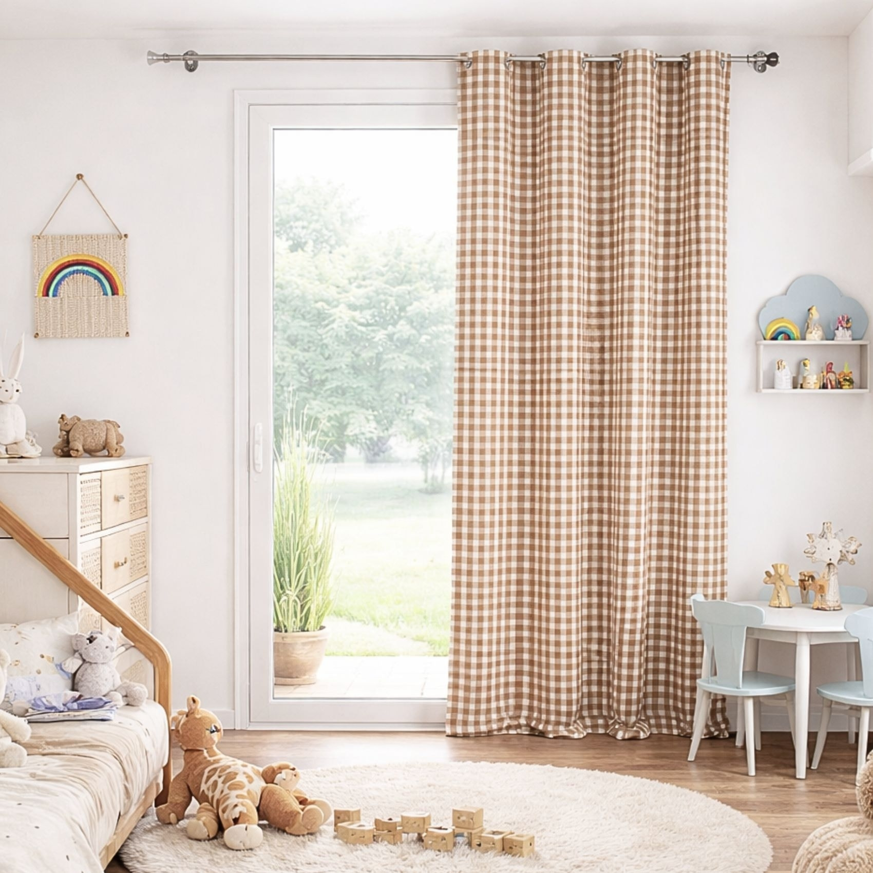 Rideau 100% coton vichy LOURMARIN - Terracotta