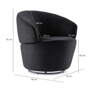 Fauteuil en tissu gris anthracite pivotant - ROMANE