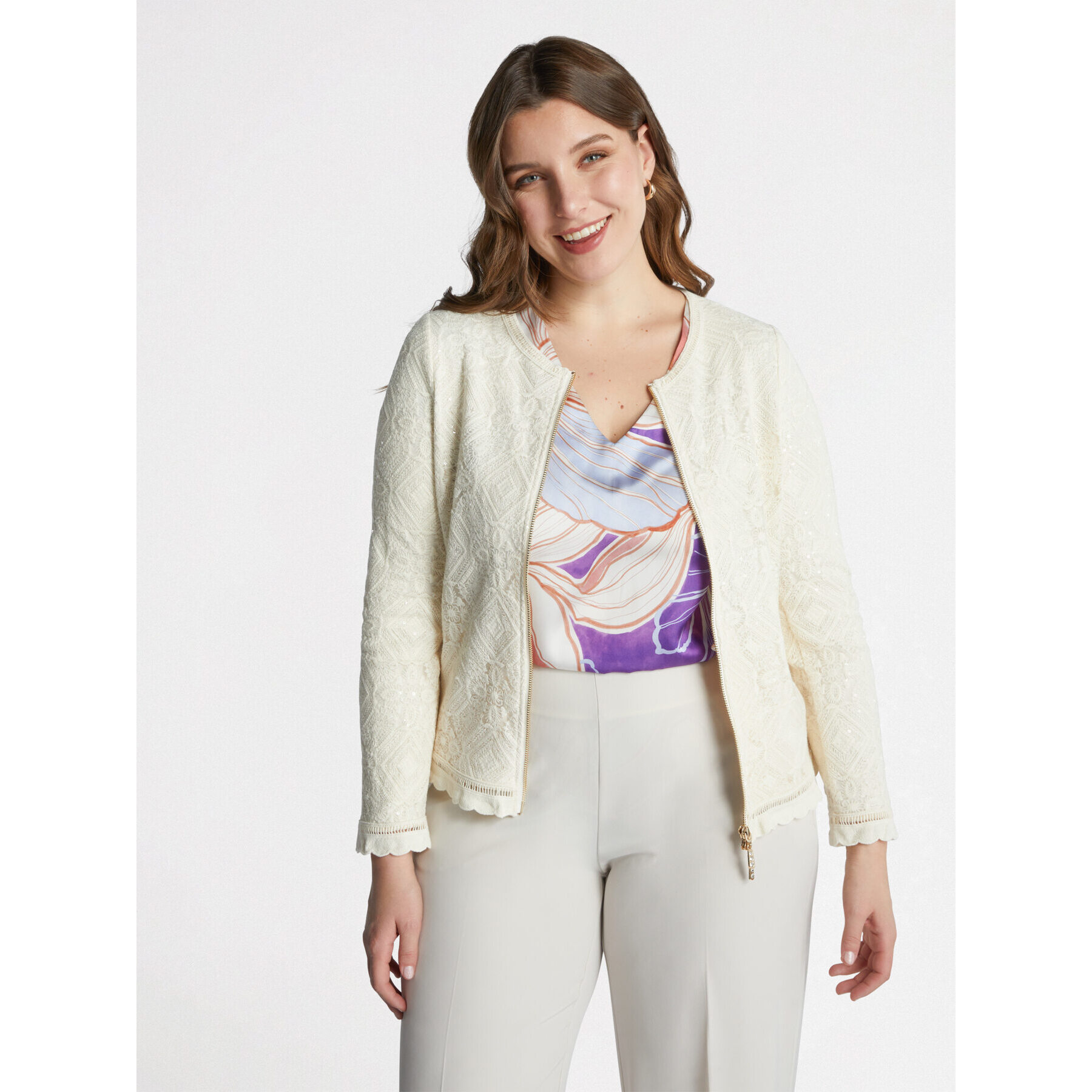 Fiorella Rubino - Chaqueta corta de encaje - Beige