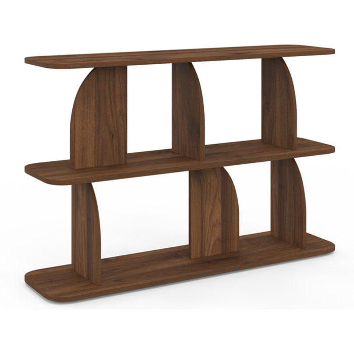 Etagère basse Japandi destructurée effet noyer