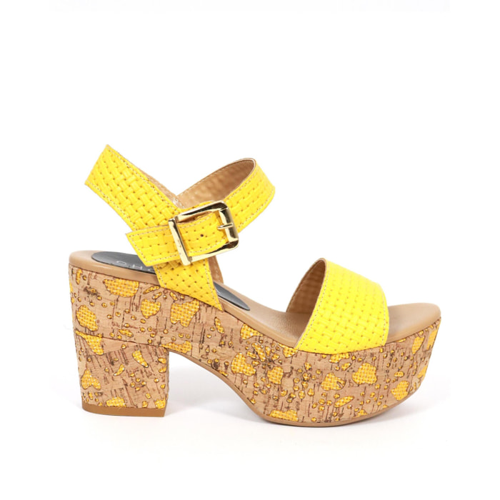 SANDALO PLATFORM FASCIA CHOCOLA' GIALLO