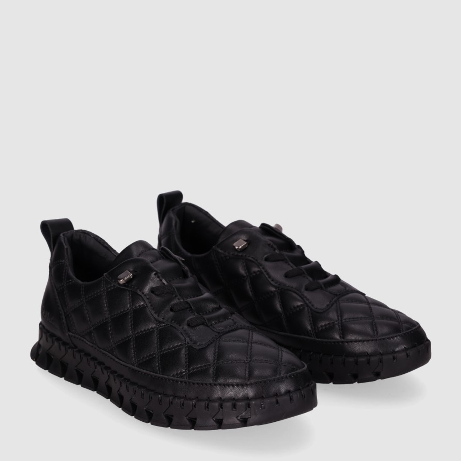 Deportivos de Piel - Negro - Tacón: Bajo