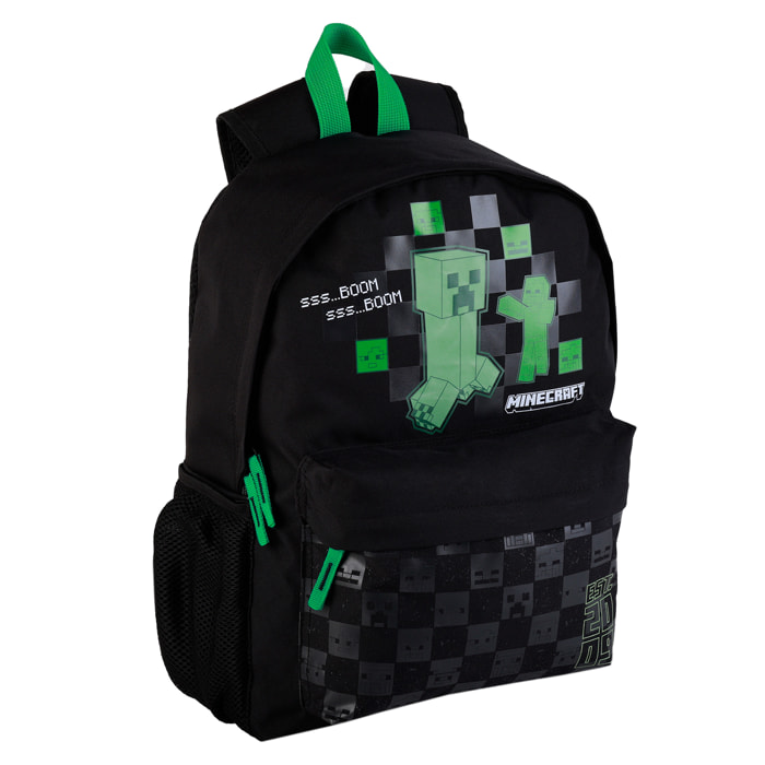 Zaino americano Minecraft Creeper, adattabile all'auto. Scomparto per laptop.