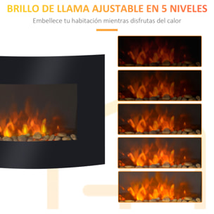 Chimenea Eléctrica de Pared Calefactor Estufa Eléctrica 900/1800W 65x11.4x52cm