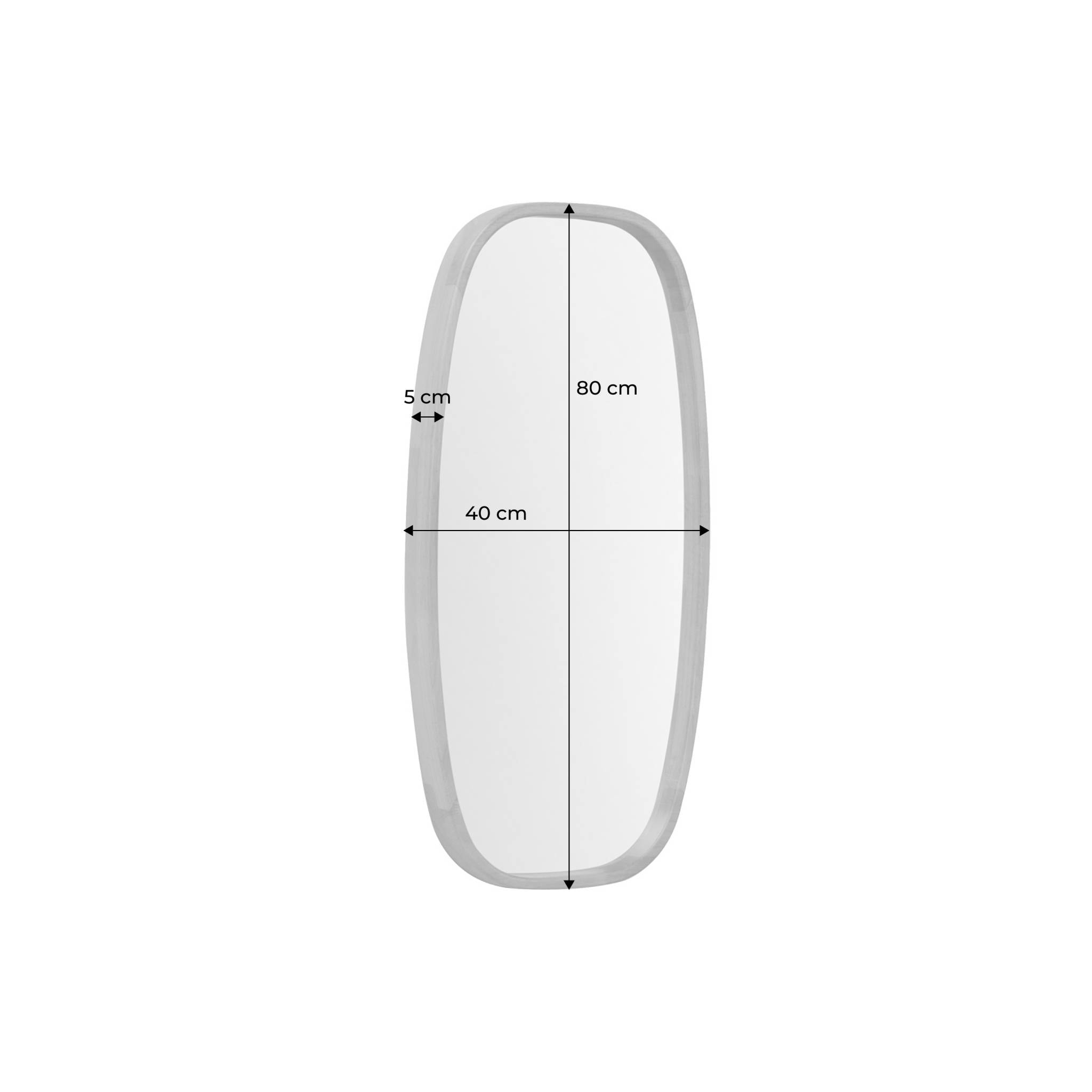 Miroir rectangulaire JAMIE en bois d'hévéa. bords arrondis. couleur bois clair. 80 cm