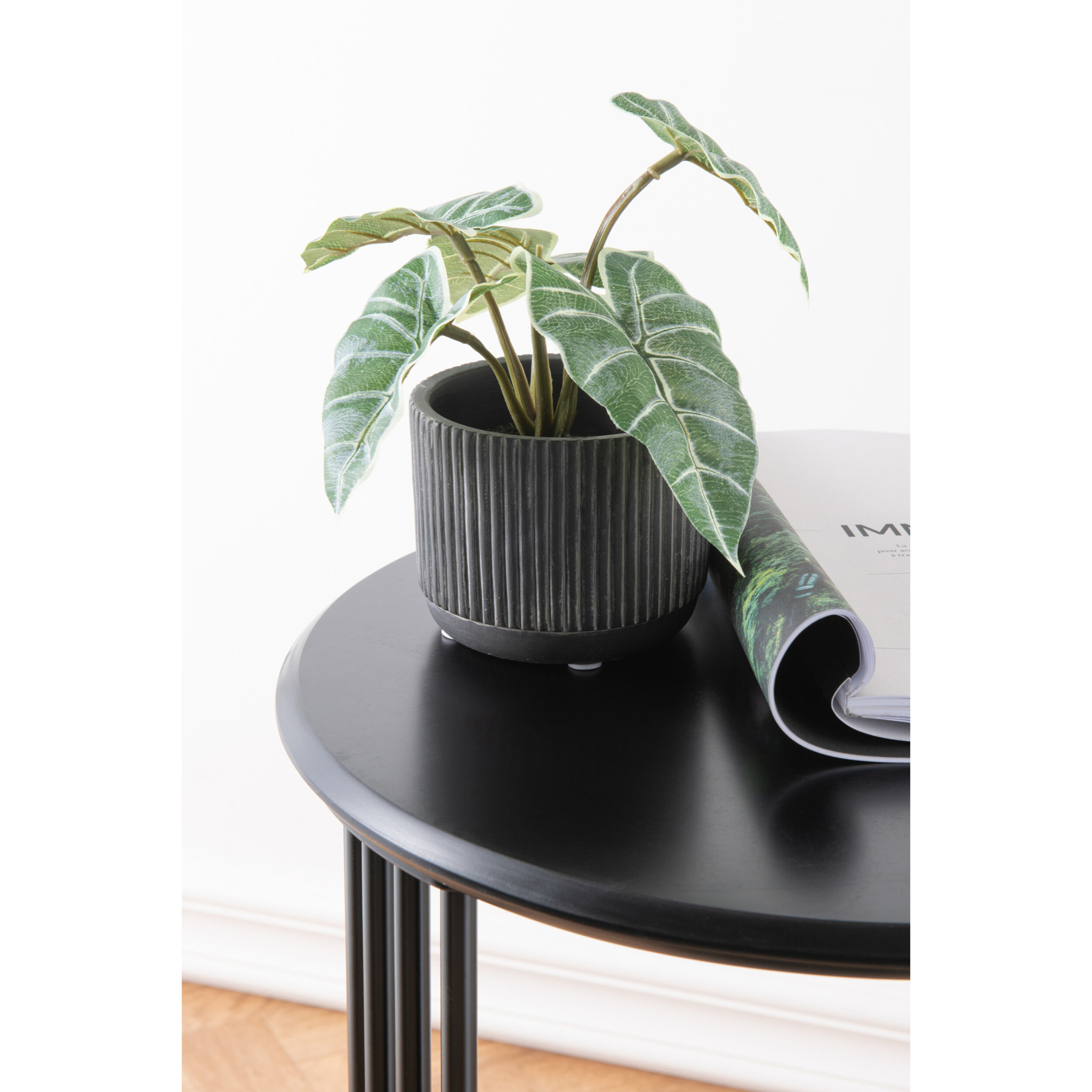 J-Line cache-pot Lignes - céramique - noir/marron - céramique - noir/brun - small - 2 pièces - Ø 11 cm