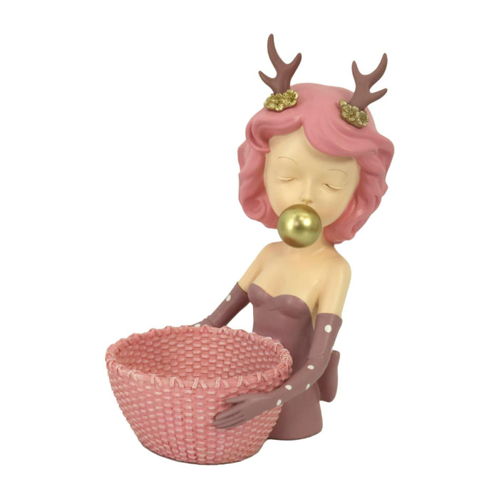 Donna in resina rosa cm21x15,8h29,3