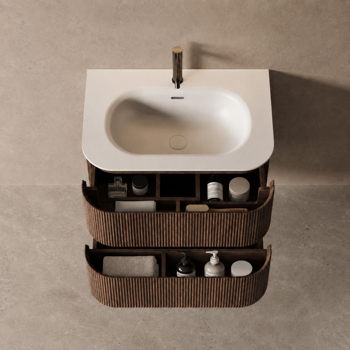 MOBILE DA BAGNO ARGO 80CM NOCE PURO - 3 PEZZI