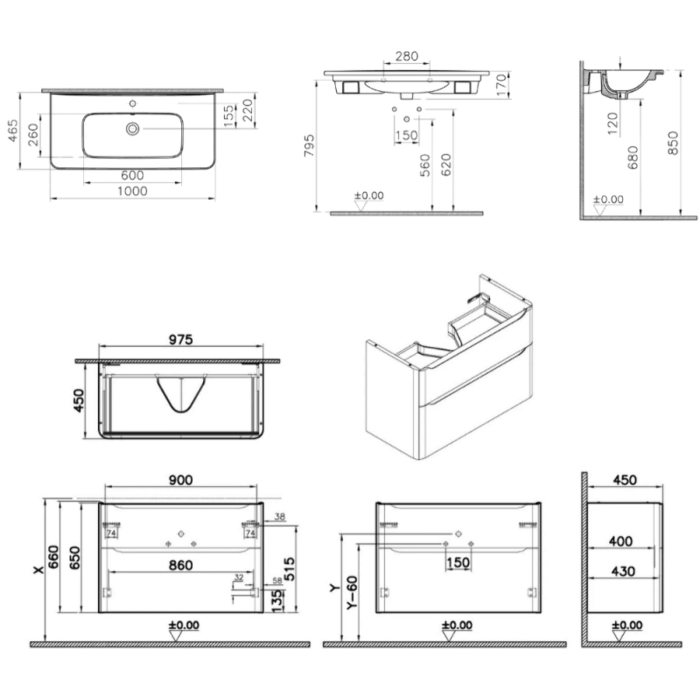 Meuble vasque supendu VITRA Sento Round Vert mat