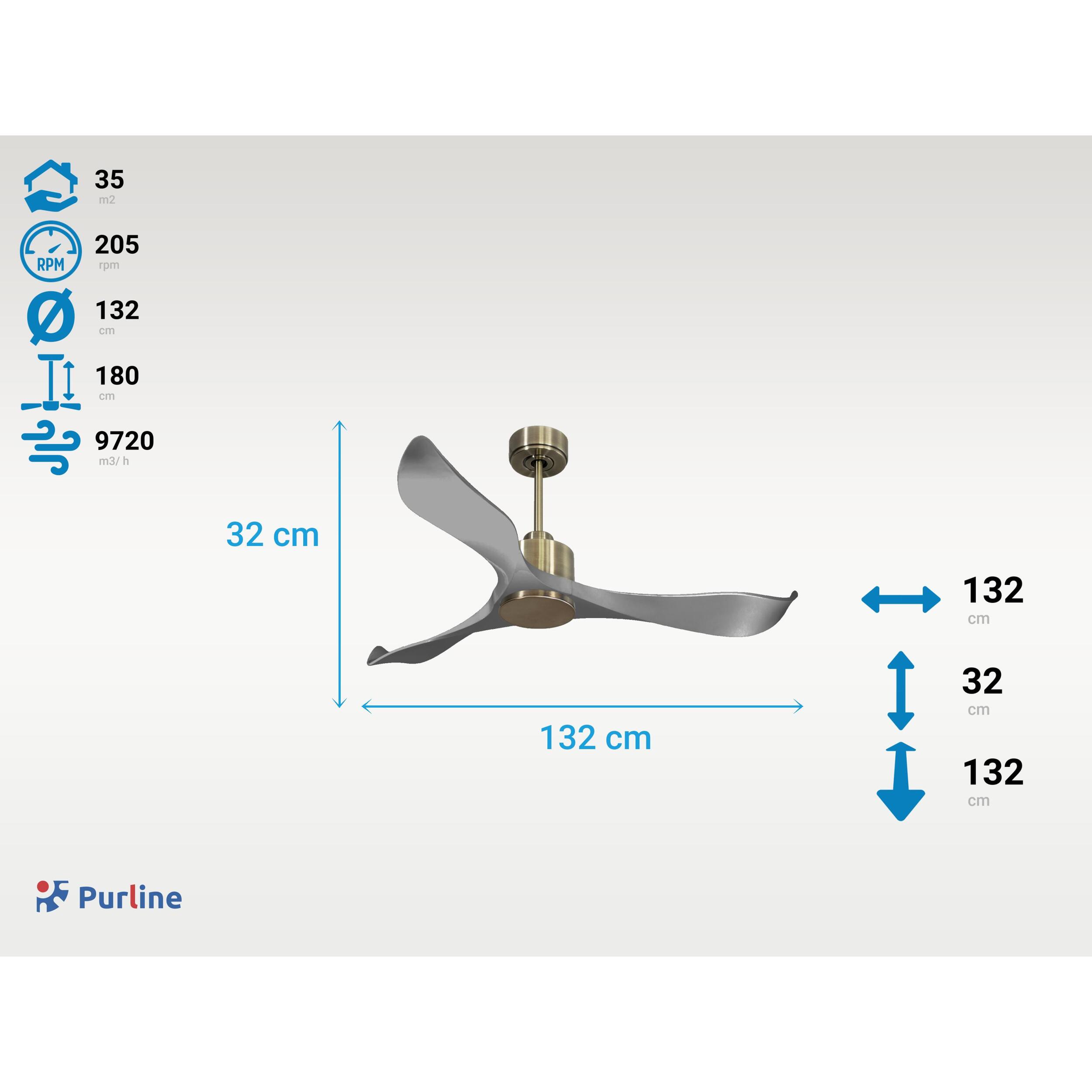 Ventilateur de plafond Réversible  Thermostat Wifi Moteur à courant continu Toits en pente Télécommande Mémoire