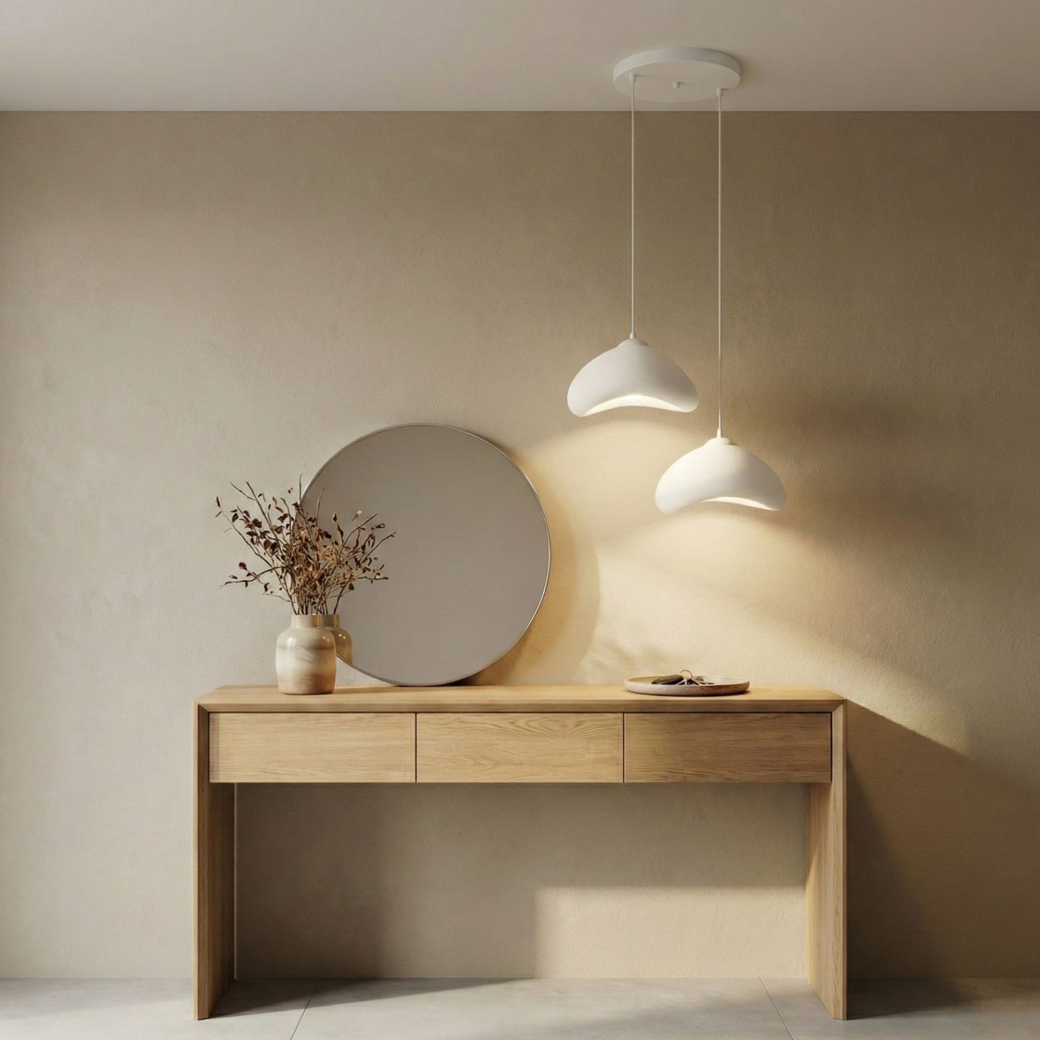 Luminaire design 2 suspensions en fibre de verre blanc SELVA