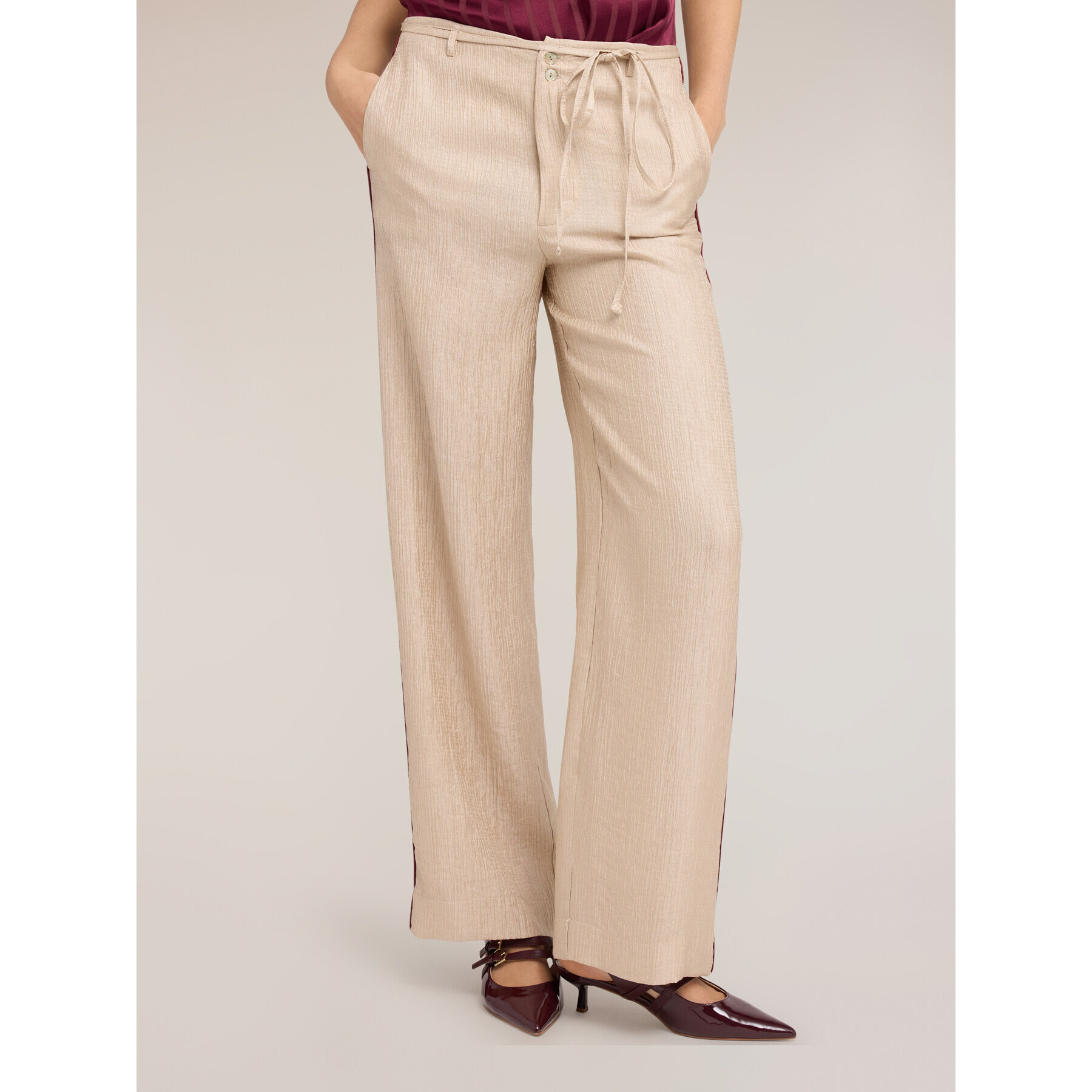Motivi - Pantaloni palazzo in crépon - Beige