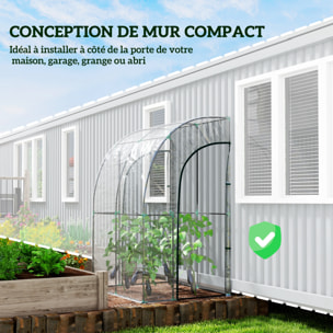 Serre de jardin adossée serre adossée dim. 1,43L x 1,18l x 2,12H m 2 portes zippées enroulables acier PVC transparent