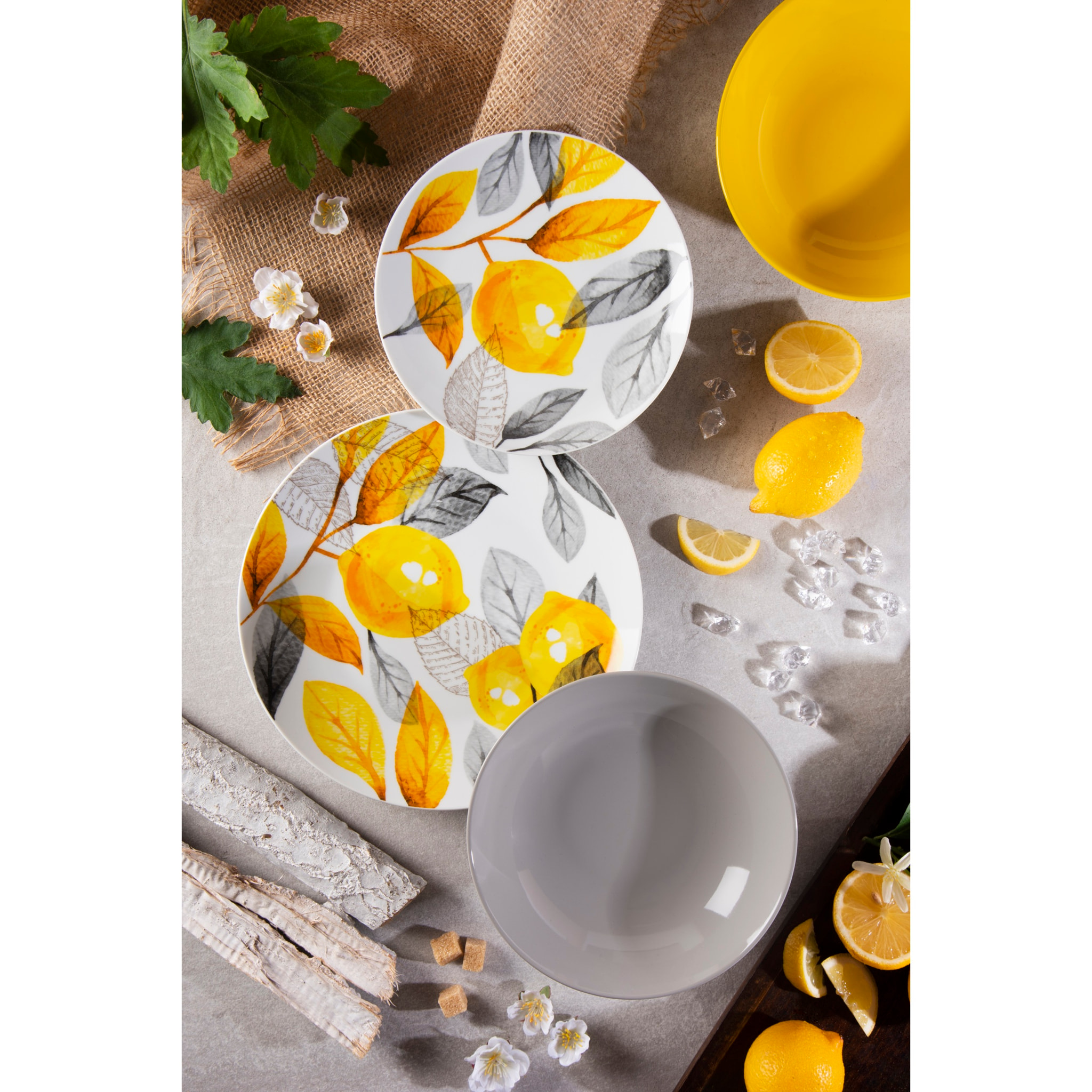Servizio piatti 18 pezzi Excelsa – Lemon Grey, Porcellana Giallo