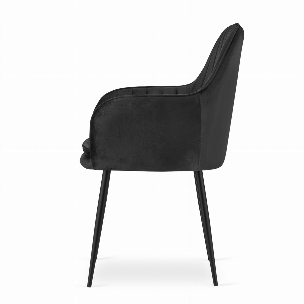 Sedia di design Lugo in velluto nero con gambe in metallo