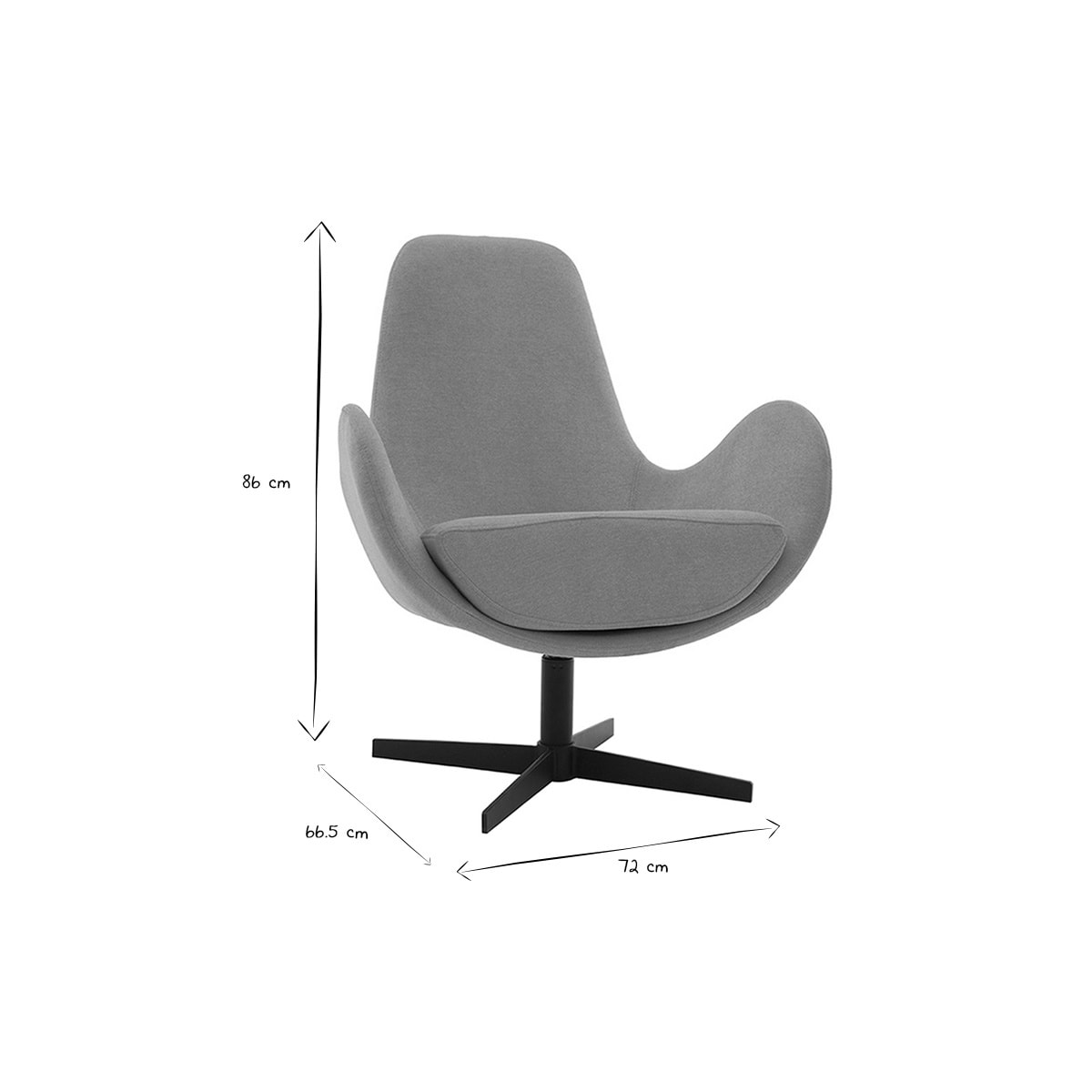 Fauteuil pivotant design en tissu effet velours jaune moutarde et métal noir ANDY