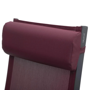 Fauteuil de jardin inclinable "Decima" bordeaux & graphite 8 positions en aluminium traoté époxy