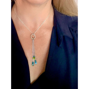 Collar Multicolor plata de ley cascada en 3 Plata Única