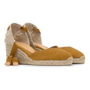 Alpargata de cuña Chiara en algodón orgánico lavado con cierre de cintas