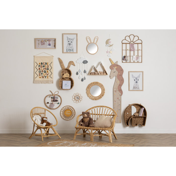 Miroir enfant "Lion" - raffia D38 cm
