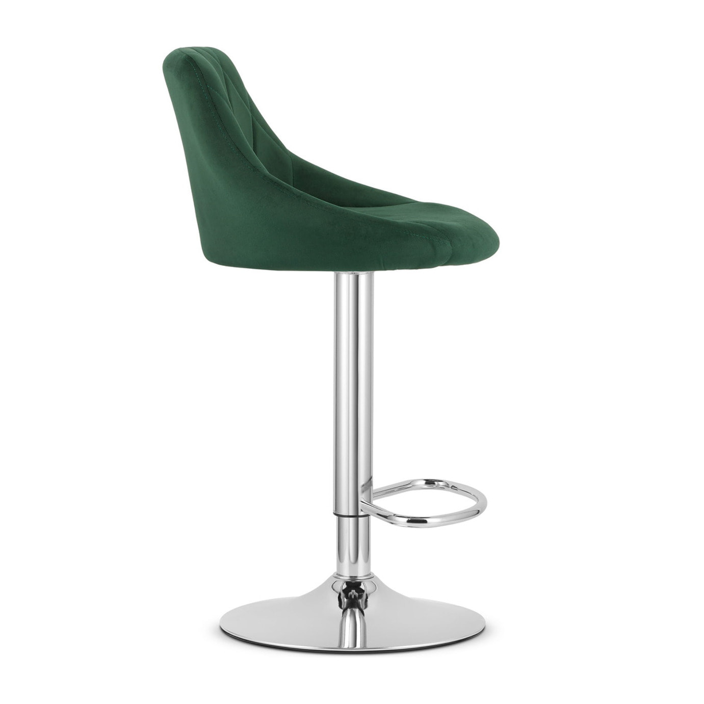 Sgabello da bar KAST in velluto verde con base cromata