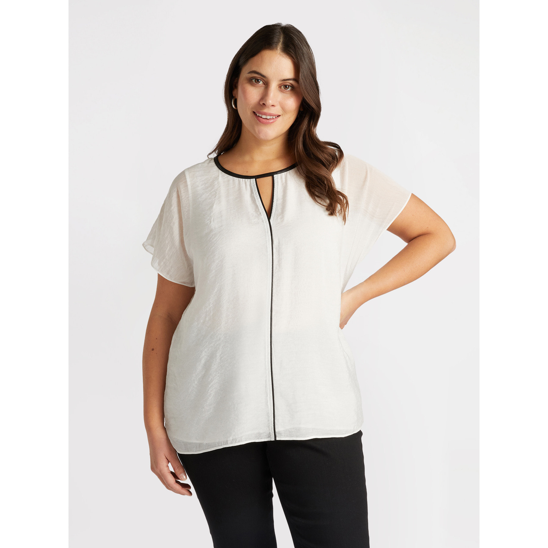 Fiorella Rubino - Blusa con bordi neri - Bianco