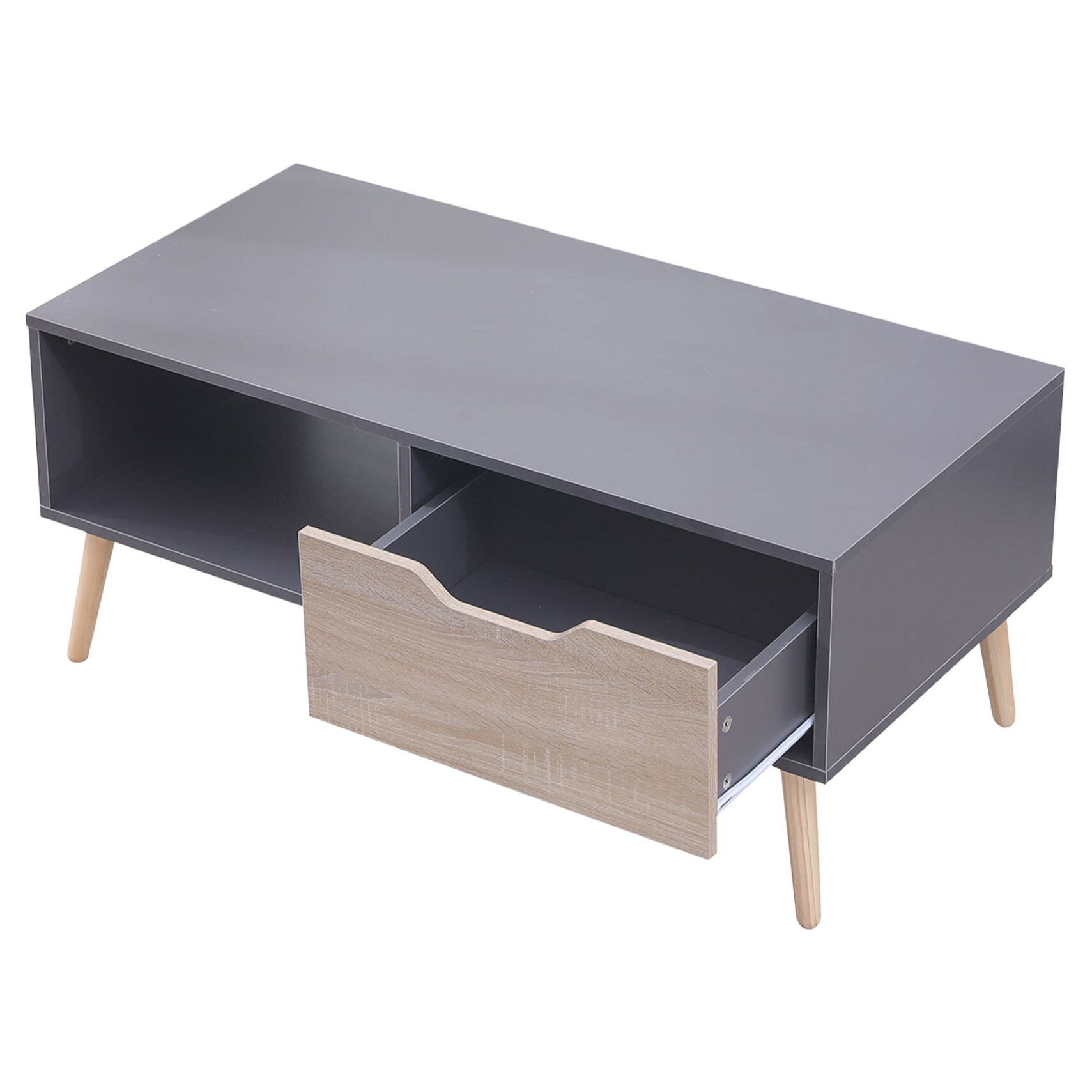 Table basse avec tiroir style scandinave grise FREJA
