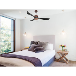 Ventilateur de plafond ø132 cm avec Wifi Réversible Hypersilence 40   W brun