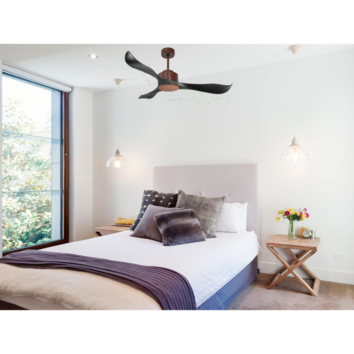 Ventilateur de plafond ø132 cm avec Wifi Réversible Hypersilence 40   W brun