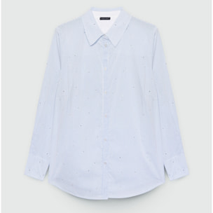 Fiorella Rubino - Camicia a righe con strass - Azzurro