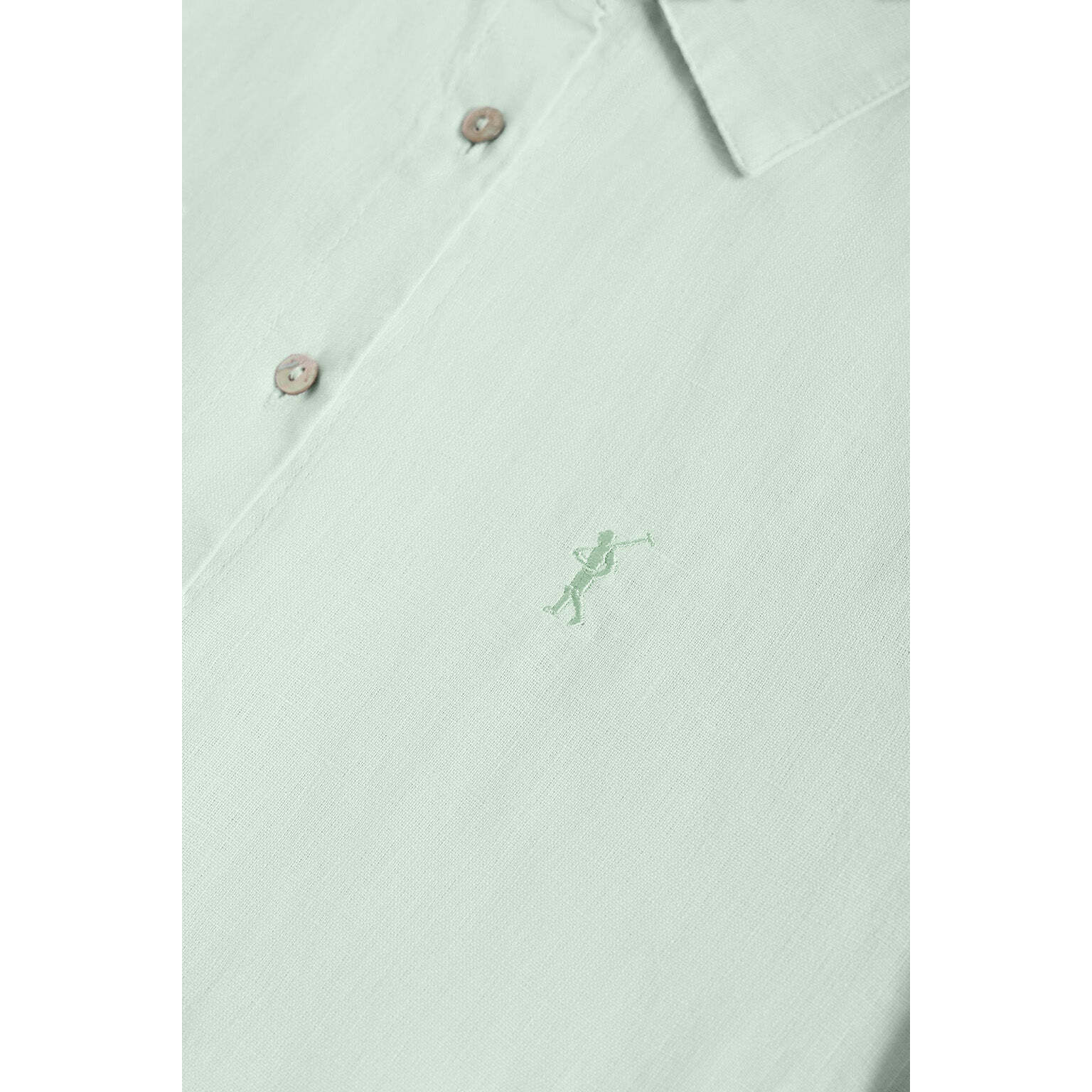 Camicia verde polvere in lino con particolare ricamato Rigby Go