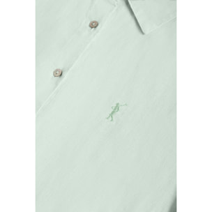 Camicia verde polvere in lino con particolare ricamato Rigby Go