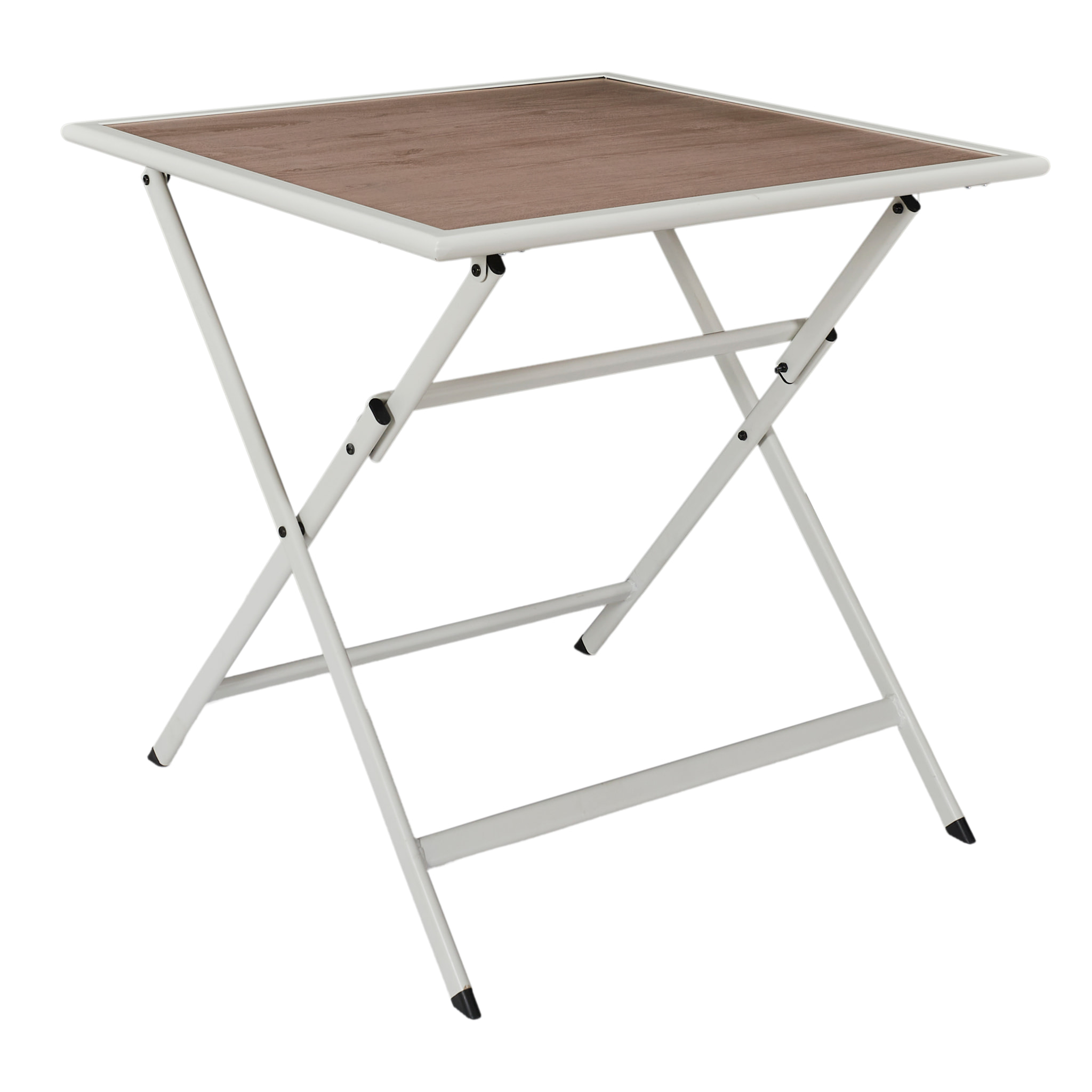 Table Metal Blanc Effet Bois Barcelone 70x70 M1