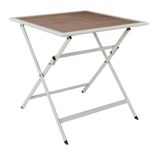 Table Metal Blanc Effet Bois Barcelone 70x70 M1