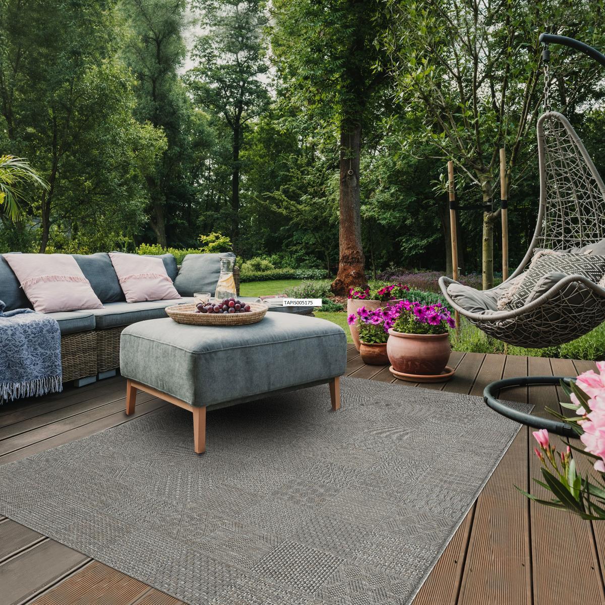 Tapis extérieur tissé kilim rectangle NUKO