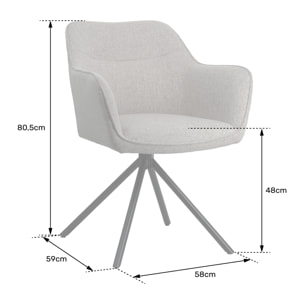 Lot de 2 chaises en tissu gris DANNA