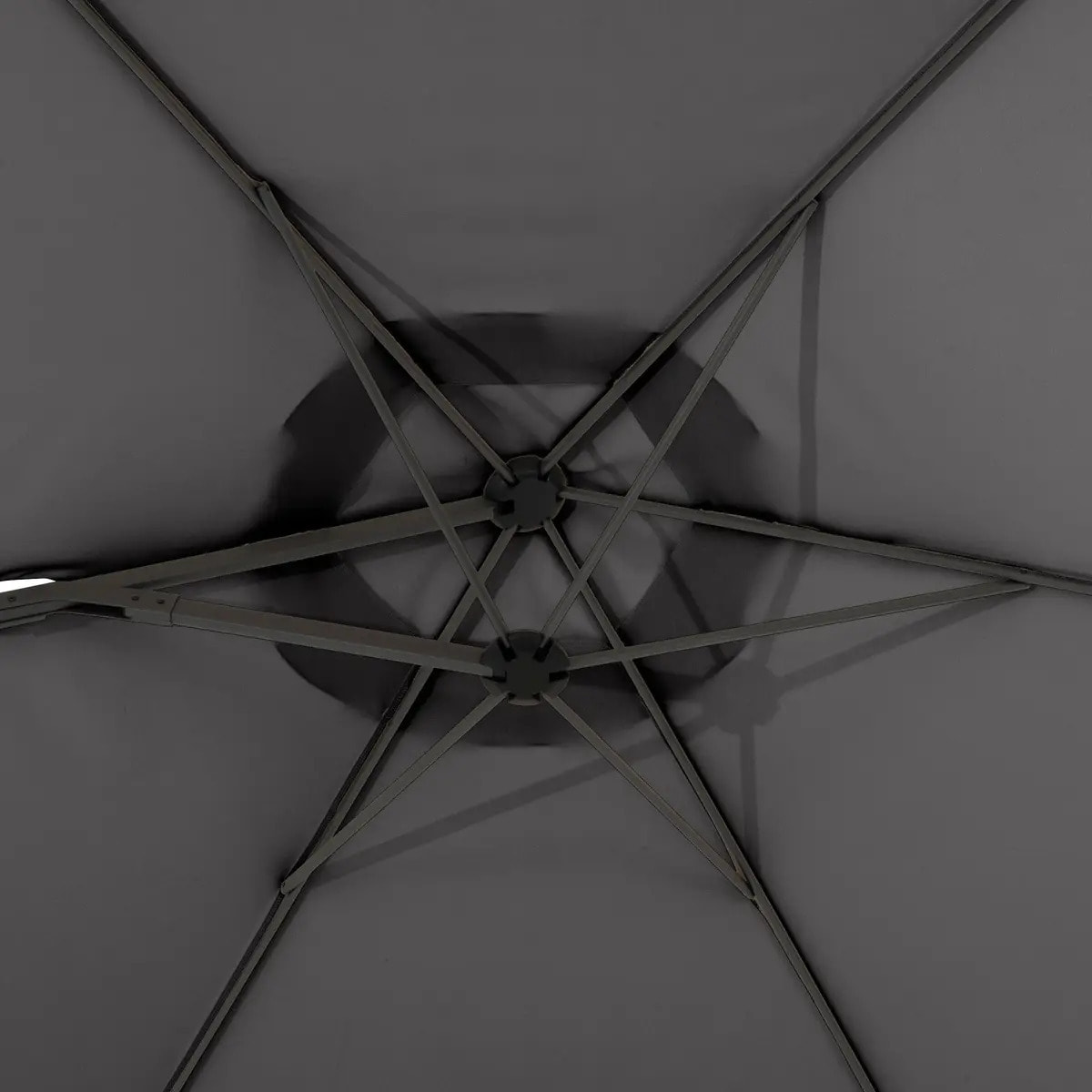 Parasol déporté rond "Naulia" Ardoise 3,3m en acier polyester et nylon