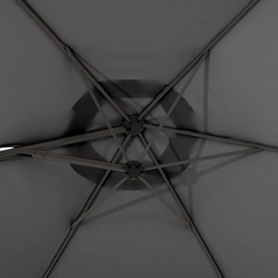 Parasol déporté rond "Naulia" Ardoise 3,3m en acier polyester et nylon