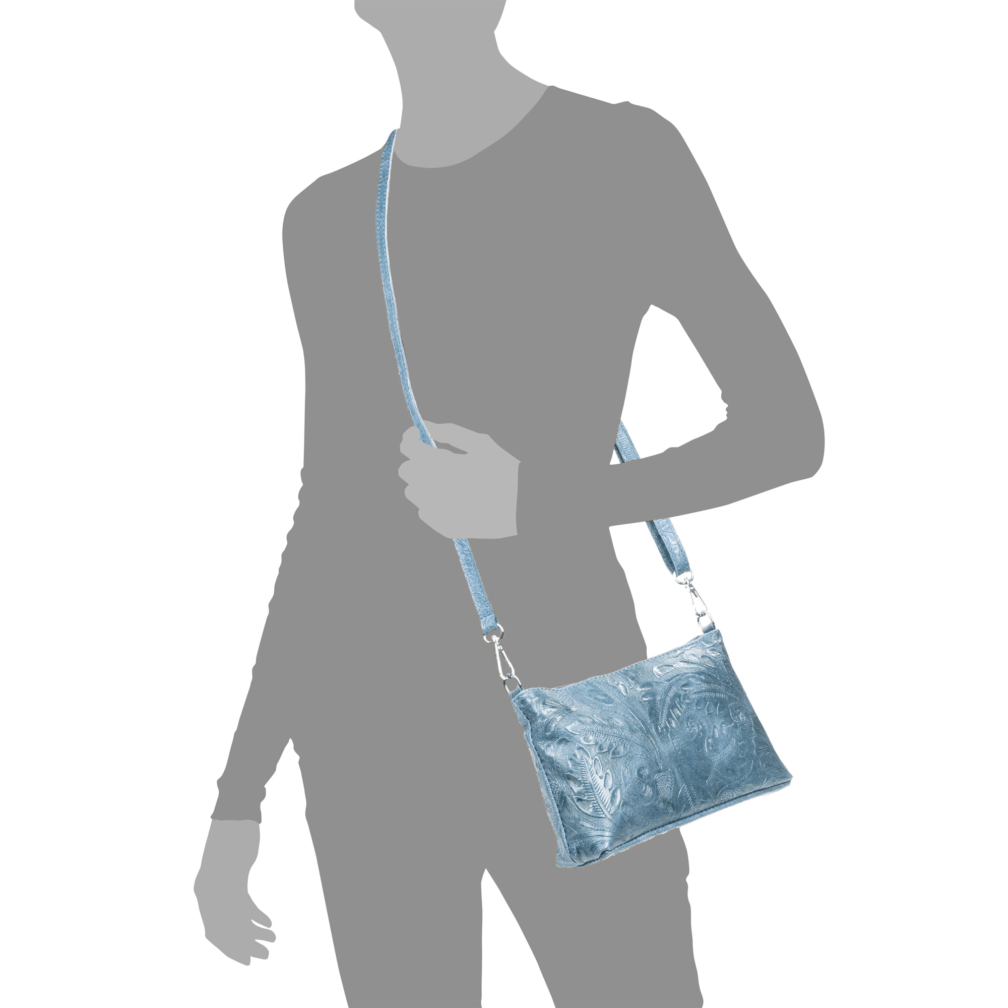 Martia Borsa a tracolla Donna.Pelle autentica Nabuk Inciso Arabesco