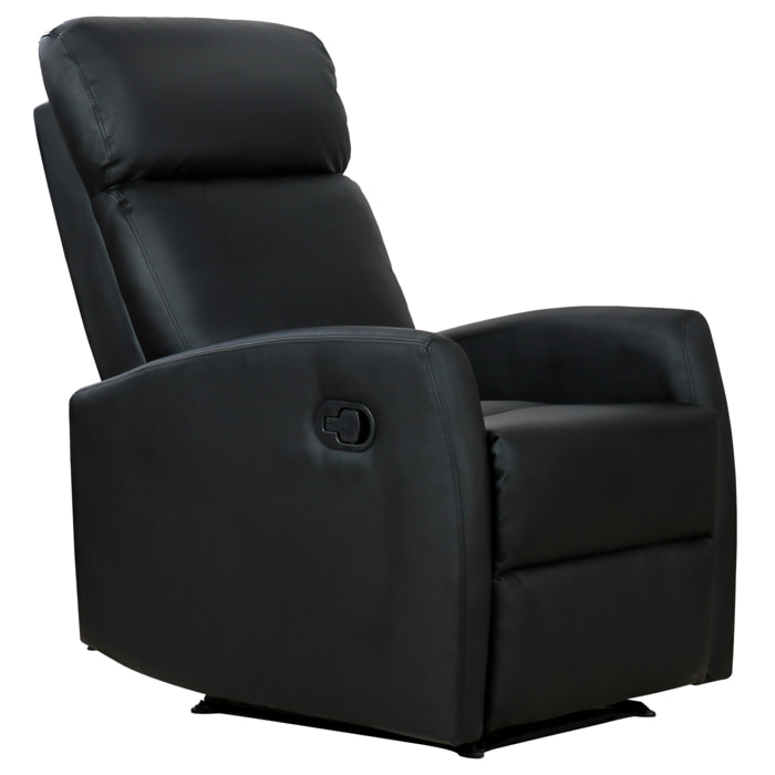 Fauteuil de relaxation inclinable 170° avec repose-pied ajustable revêtement synthétique noir