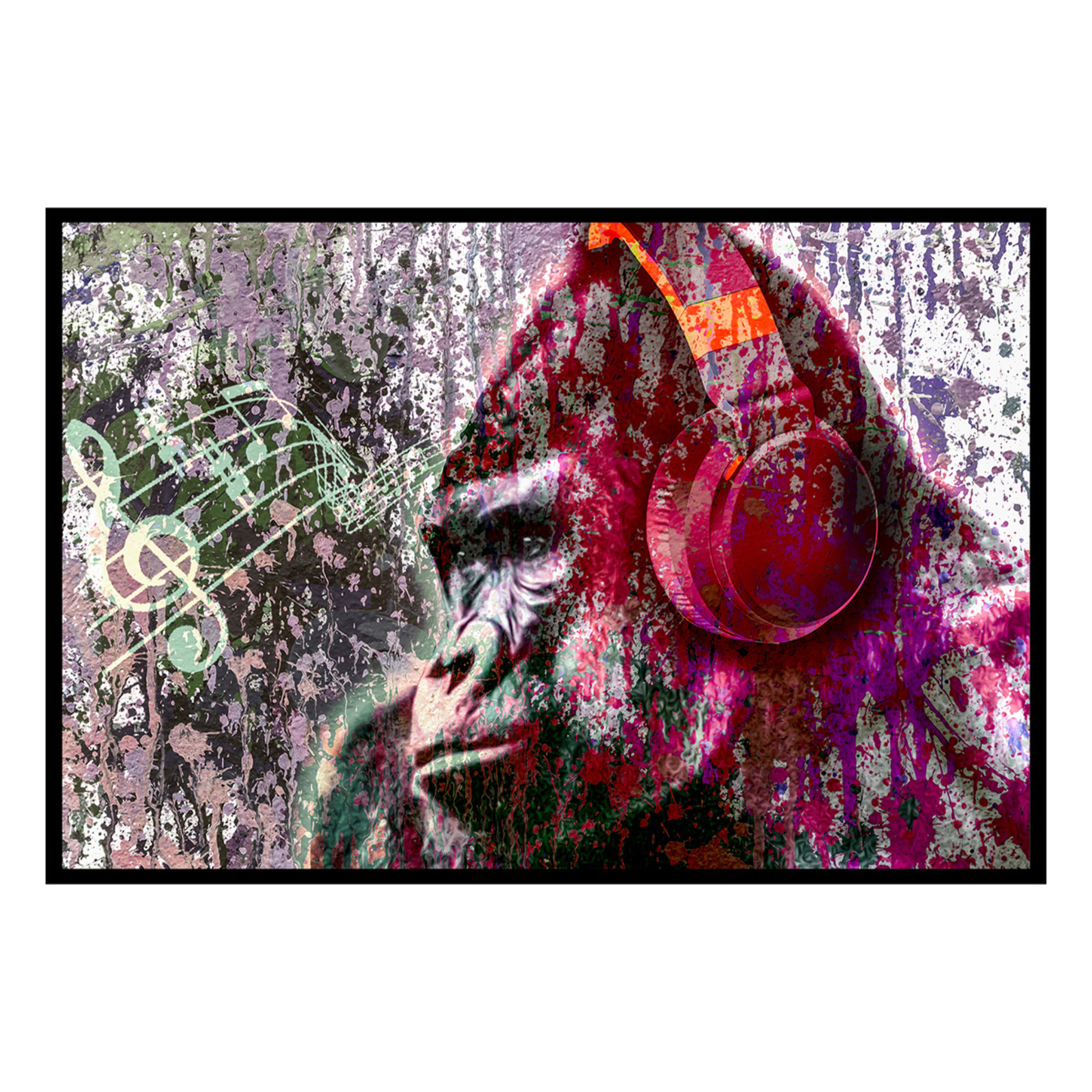 Affiche encadrée gorille urbain abstrait Affiche + cadre en métal - Noir