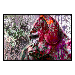 Affiche encadrée gorille urbain abstrait Affiche + cadre en métal - Noir