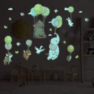 Sticker phosphorescent lumineux - ANIMAUX ET BALLONS DANS LES AIRS