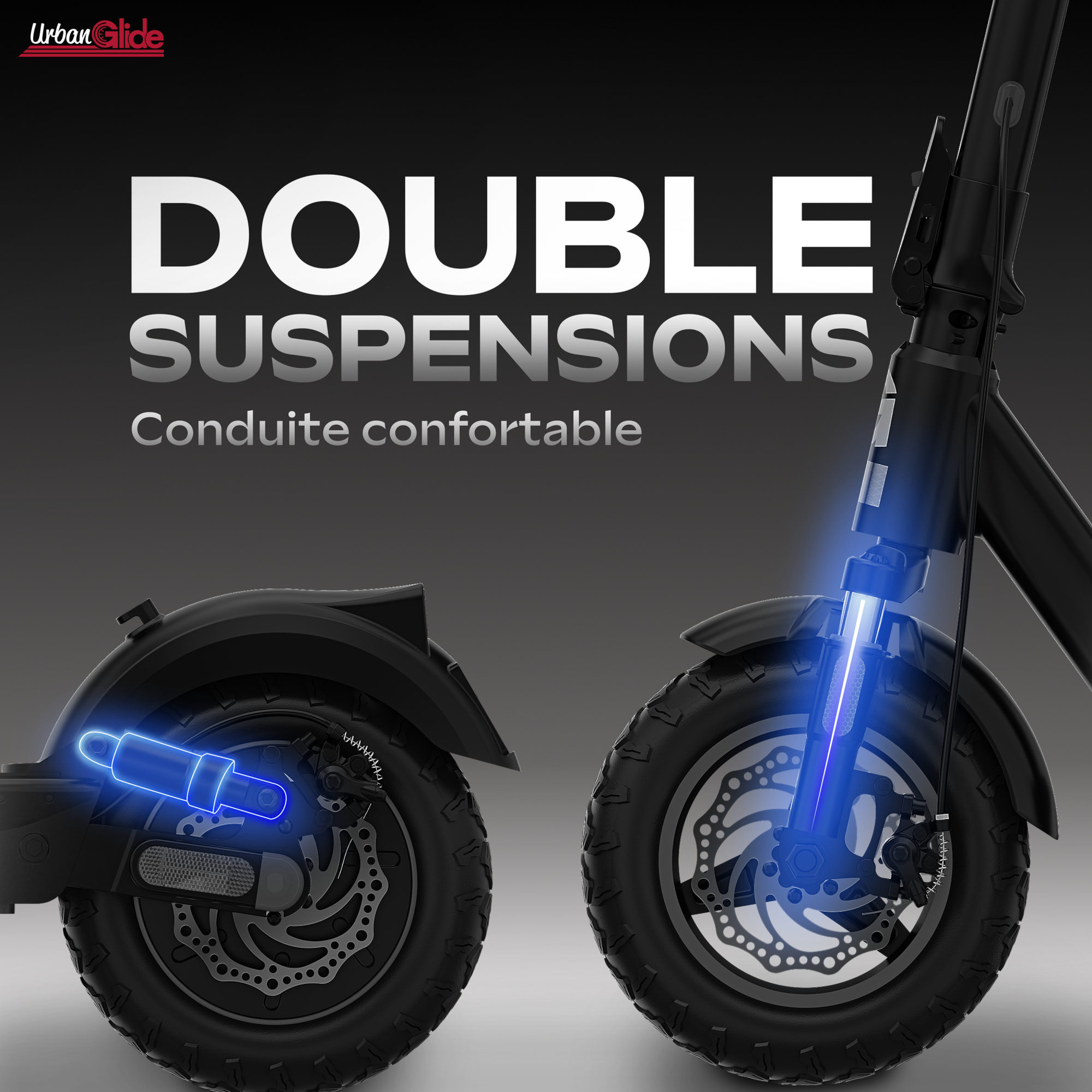 Trottinette Électrique Adulte UrbanGlide RIDE 500CT – Autonomie 70km – Batterie 48V/15Ah – Pneus 10'' Off-road – Poids 21,7kg