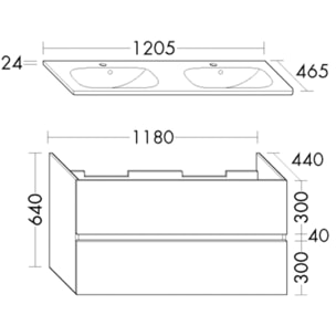 Pack meuble de salle de bain double vasque 120 cm chêne BURGBAD Joline + colonne