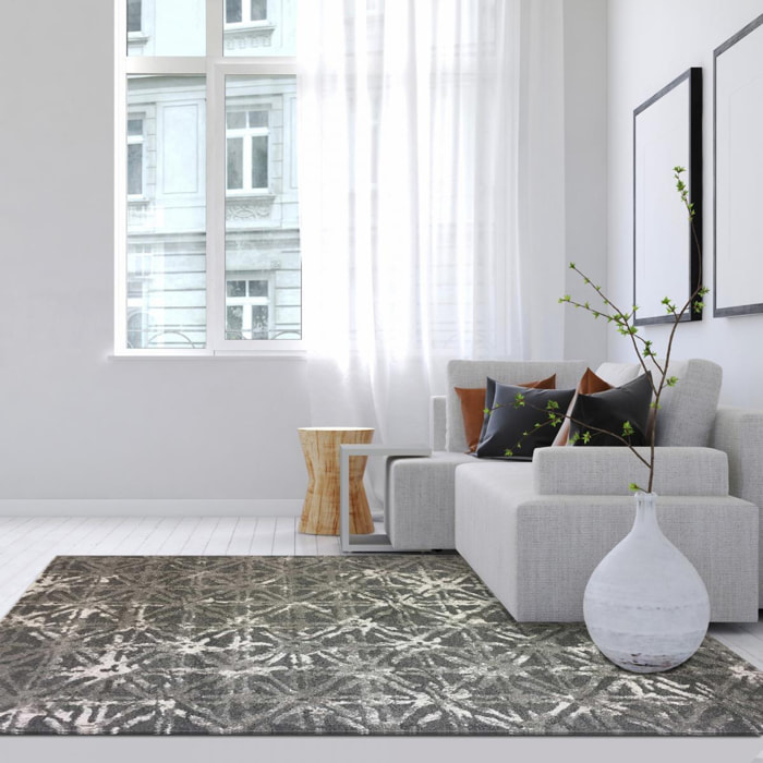tapis dopon vintage scandinave gris, crème